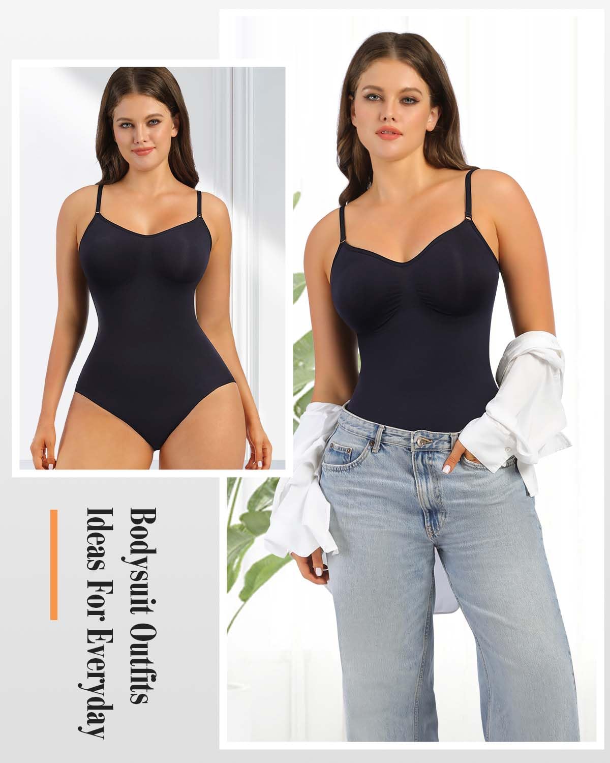 Shapewear Bodysuits for Women, Tummy Control Body Shaper Seamless Sculpting Body Suit Snatched Waist