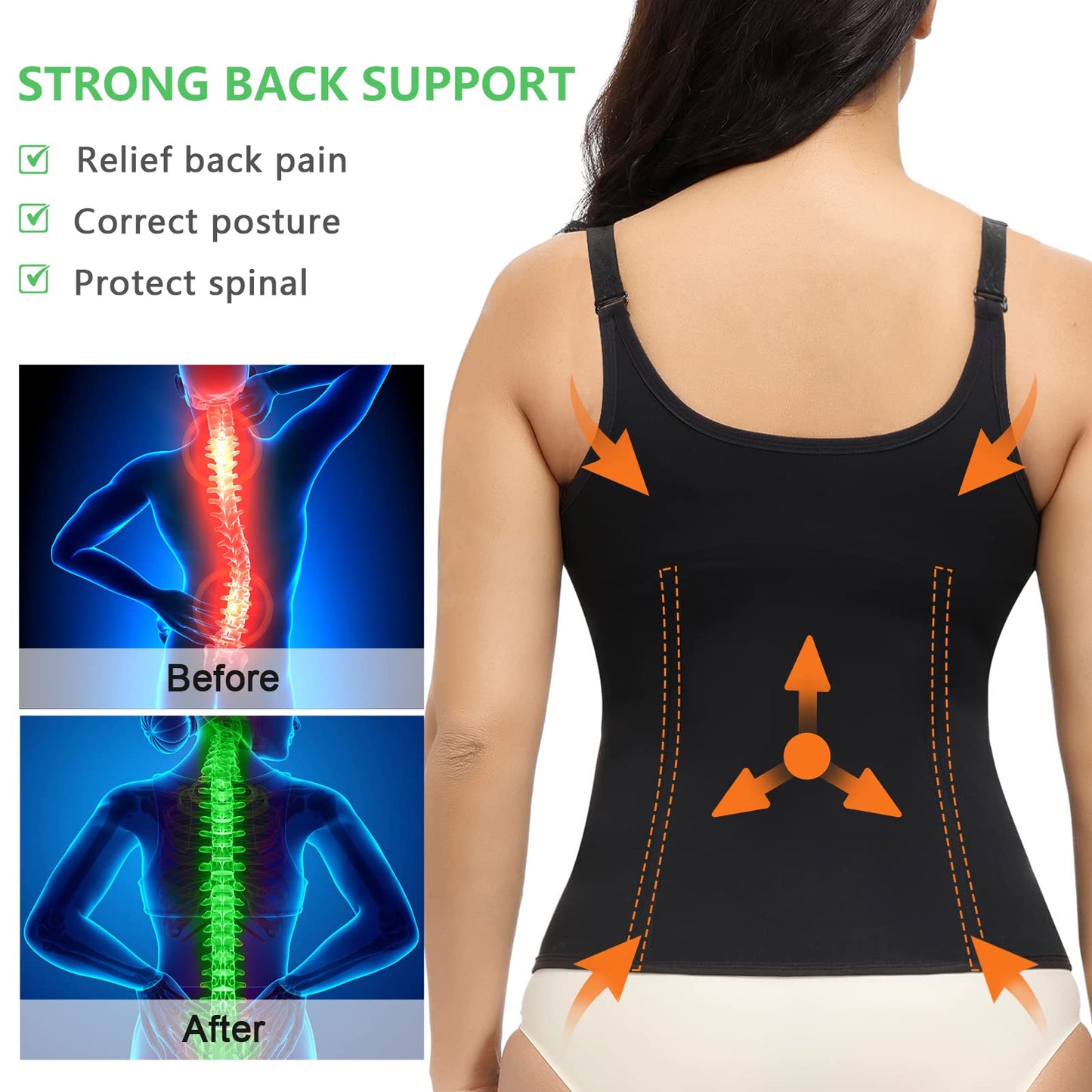 YADIFEN Waist Trainer Vest for Women,Zipper Corset Body Shaper for Tummy Control Neoprene Cincher Tank Top with Straps