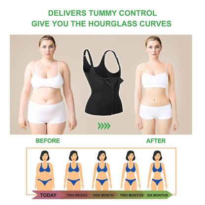 YADIFEN Waist Trainer Vest for Women,Zipper Corset Body Shaper for Tummy Control Neoprene Cincher Tank Top with Straps