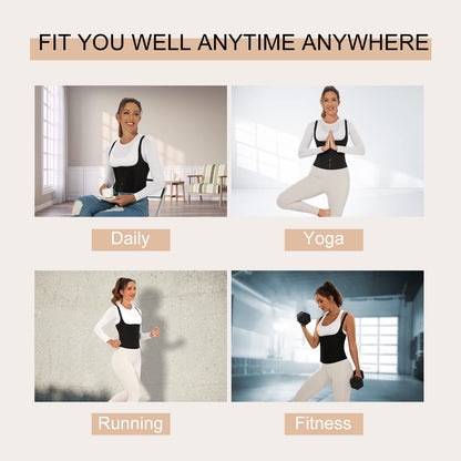 YADIFEN Waist Trainer Vest for Women,Zipper Corset Body Shaper for Tummy Control Neoprene Cincher Tank Top with Straps