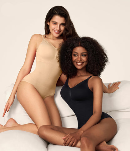 BRABIC Womens' Seamless Sleeveless V-Neck Bodysuit Shapewear Tummy Control