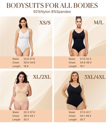 BRABIC Womens' Seamless Sleeveless V-Neck Bodysuit Shapewear Tummy Control