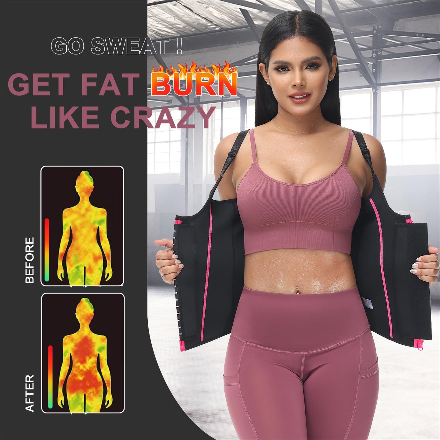 YADIFEN Waist Trainer Vest for Women,Zipper Corset Body Shaper for Tummy Control Neoprene Cincher Tank Top with Straps