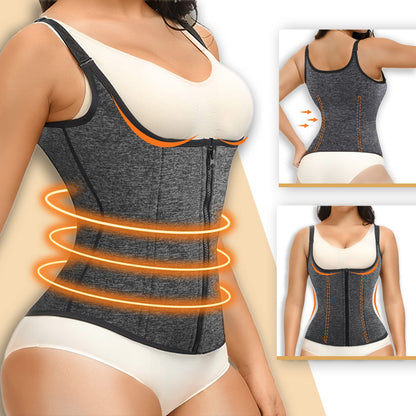 YADIFEN Waist Trainer Vest for Women,Zipper Corset Body Shaper for Tummy Control Neoprene Cincher Tank Top with Straps