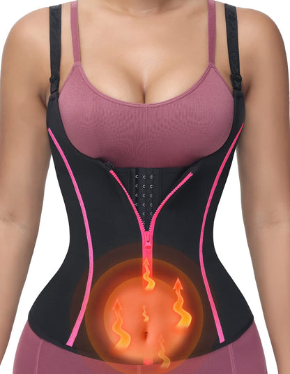 YADIFEN Waist Trainer Vest for Women,Zipper Corset Body Shaper for Tummy Control Neoprene Cincher Tank Top with Straps