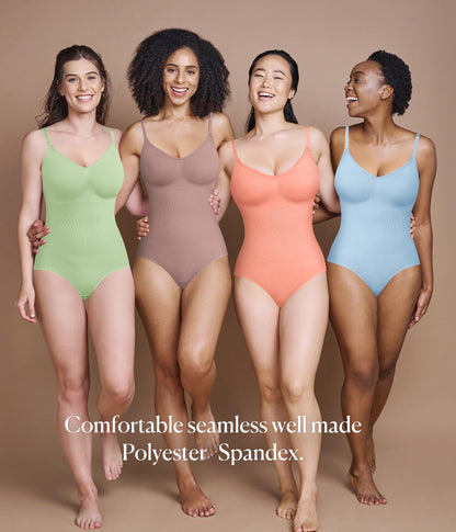 BRABIC Womens' Seamless Sleeveless V-Neck Bodysuit Shapewear Tummy Control