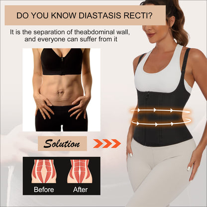 YADIFEN Waist Trainer Vest for Women,Zipper Corset Body Shaper for Tummy Control Neoprene Cincher Tank Top with Straps