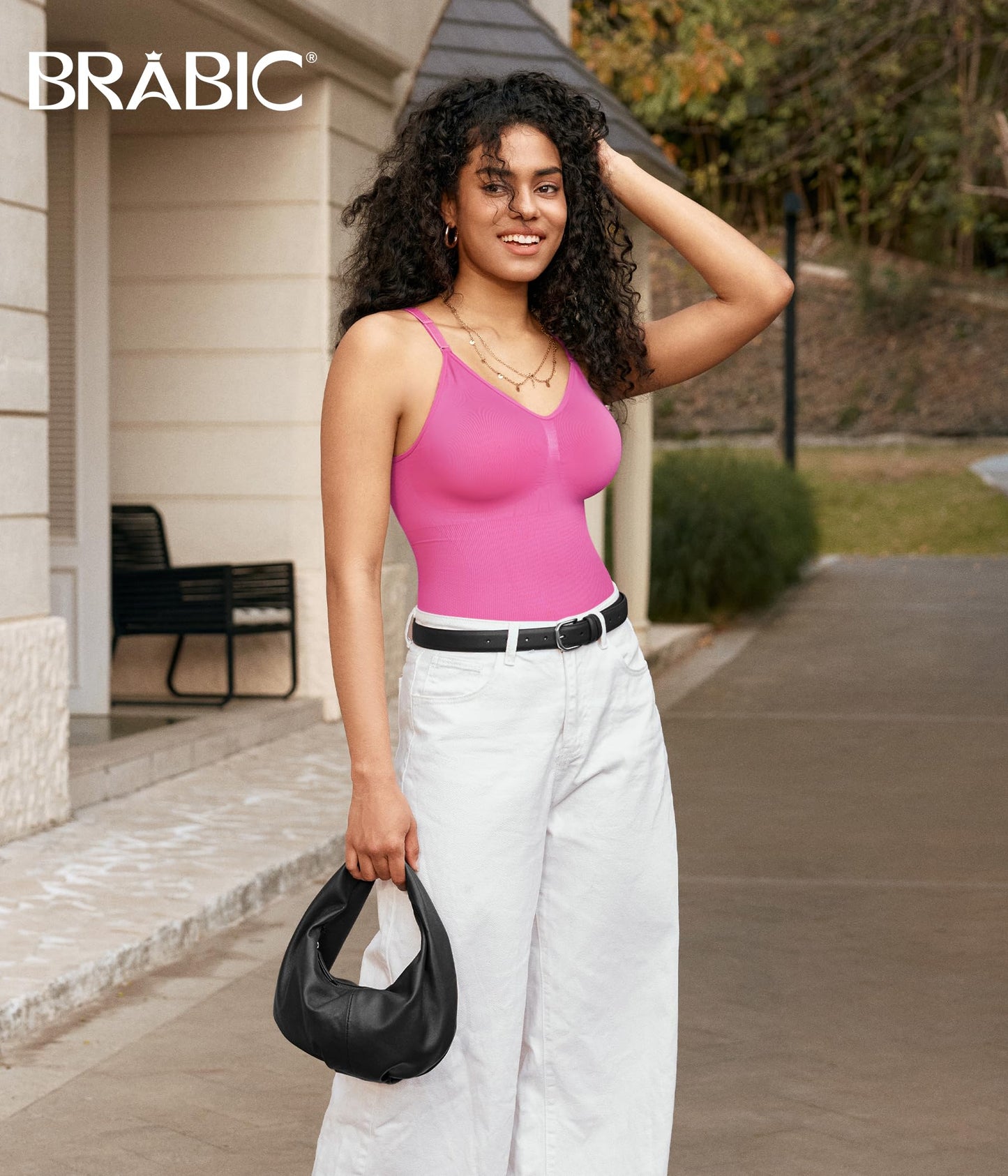 BRABIC Womens' Seamless Sleeveless V-Neck Bodysuit Shapewear Tummy Control