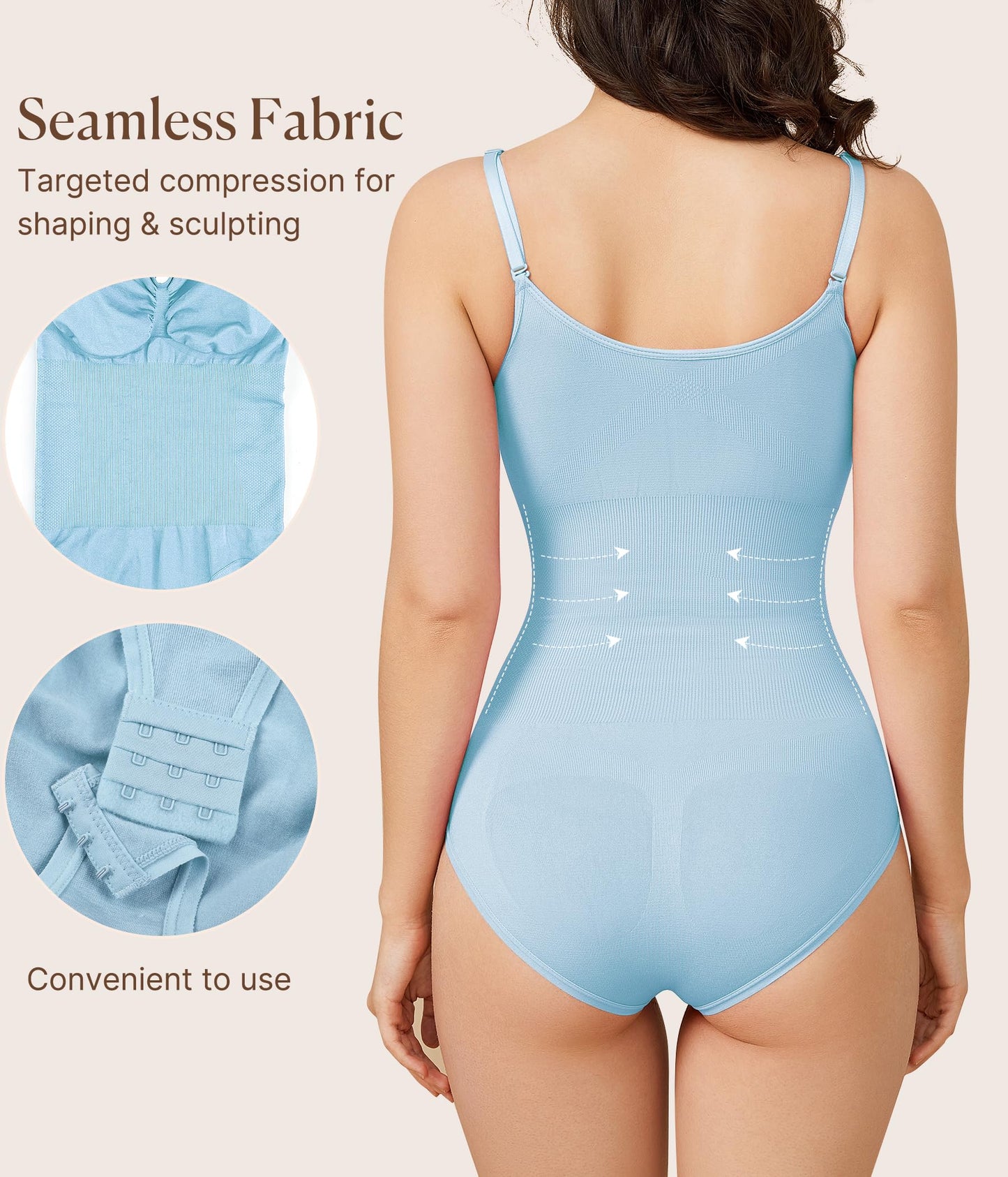 BRABIC Womens' Seamless Sleeveless V-Neck Bodysuit Shapewear Tummy Control