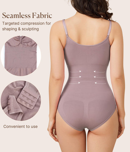 BRABIC Womens' Seamless Sleeveless V-Neck Bodysuit Shapewear Tummy Control